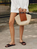 Mia | Zweifarbige Strohtasche