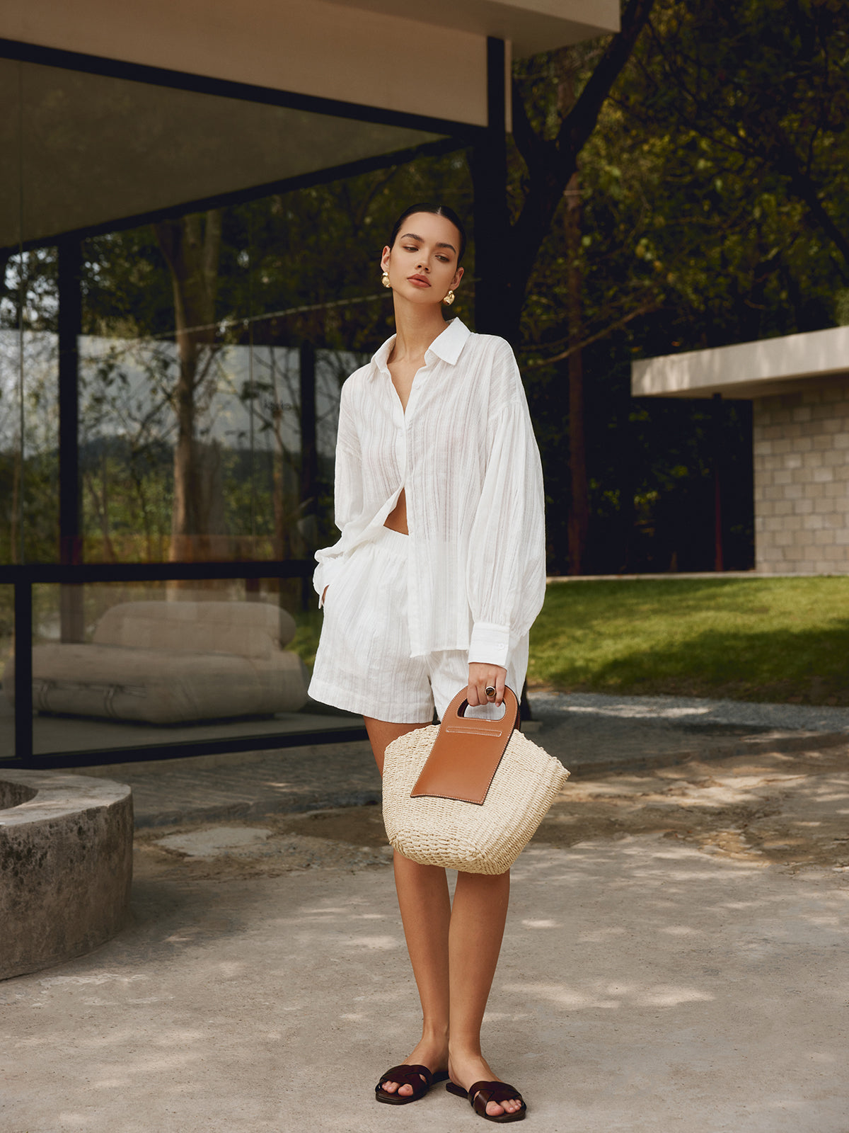 Mia | Zweifarbige Strohtasche