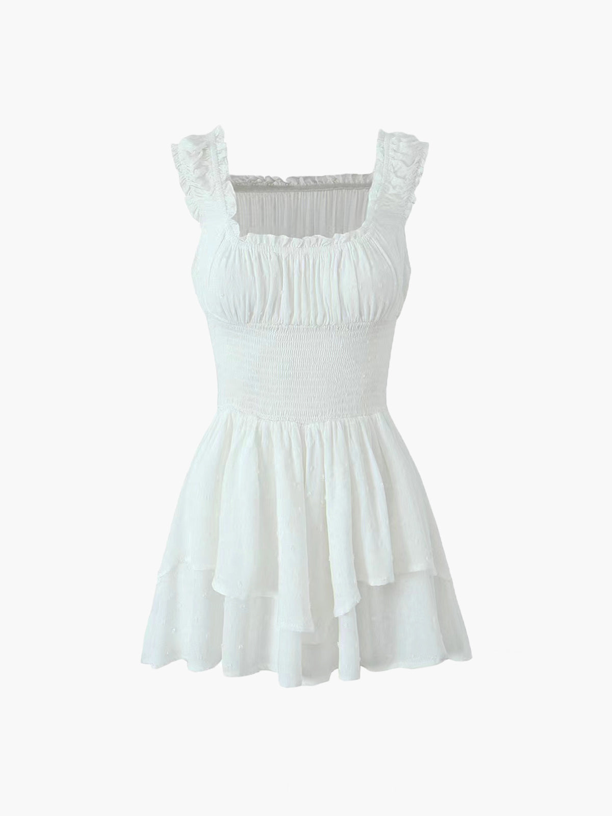 Clara | Verspieltes Kleid mit Salatrand und gerafftem Bund