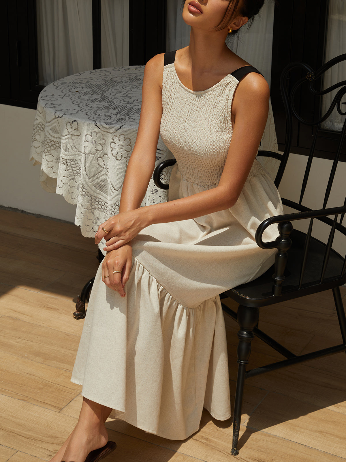 Isabella | Rüschendetails Cami Maxikleid