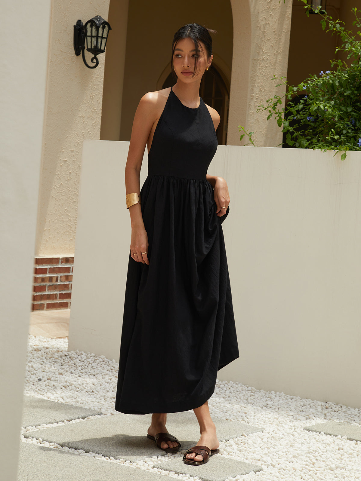 Mia | Elegantes Halterkleid in Maxi-Länge