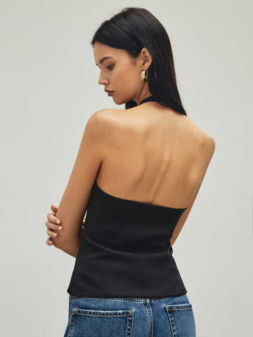 Claire | Halter-Top mit Strass-Schleife