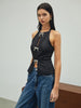 Claire | Halter-Top mit Strass-Schleife