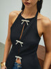 Claire | Halter-Top mit Strass-Schleife