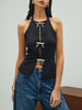 Claire | Halter-Top mit Strass-Schleife