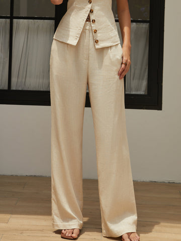 Emilia | Elegante Baumwoll- und Leinenhose mit geradem Bein