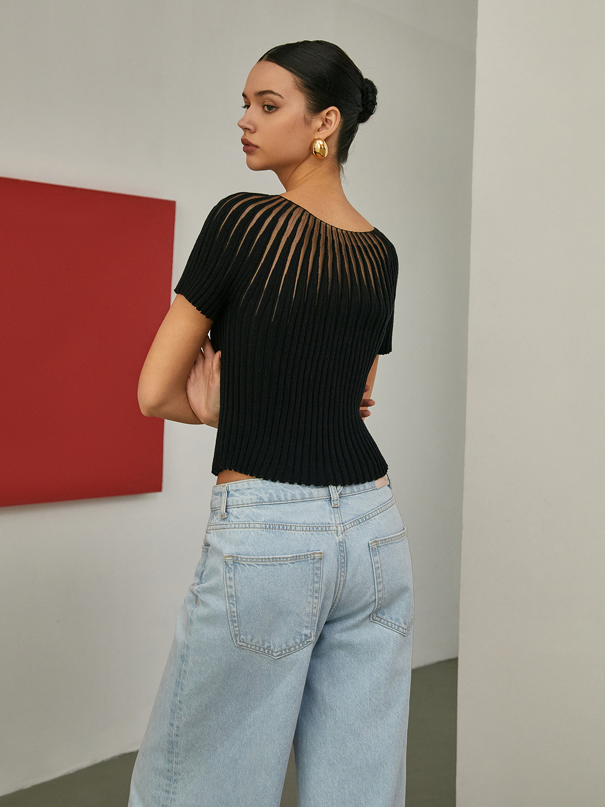 Clara | Elegantes Stricktop mit kurzen Ärmeln