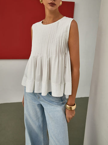 Anja | Gefaltete Peplum-Ärmellose Bluse
