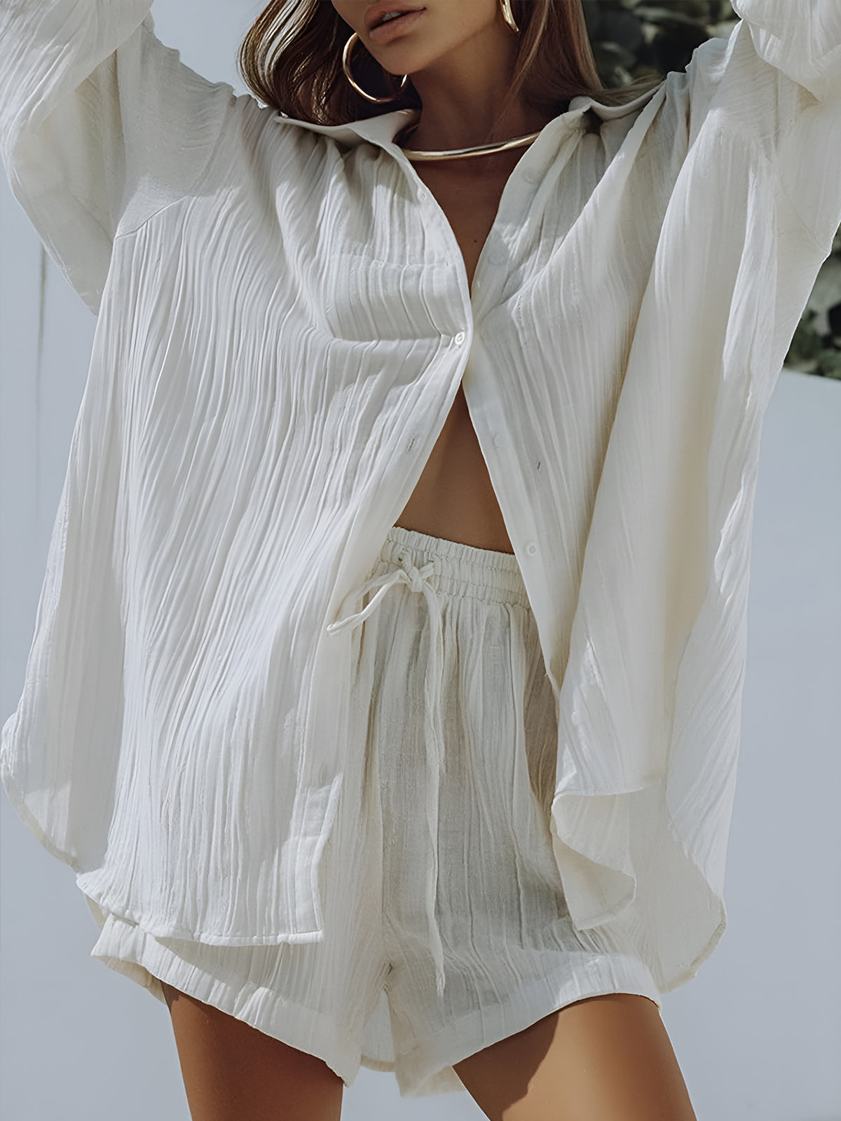 Felix | Baumwollmischung Shorts Set mit Taschen und Kordelzug