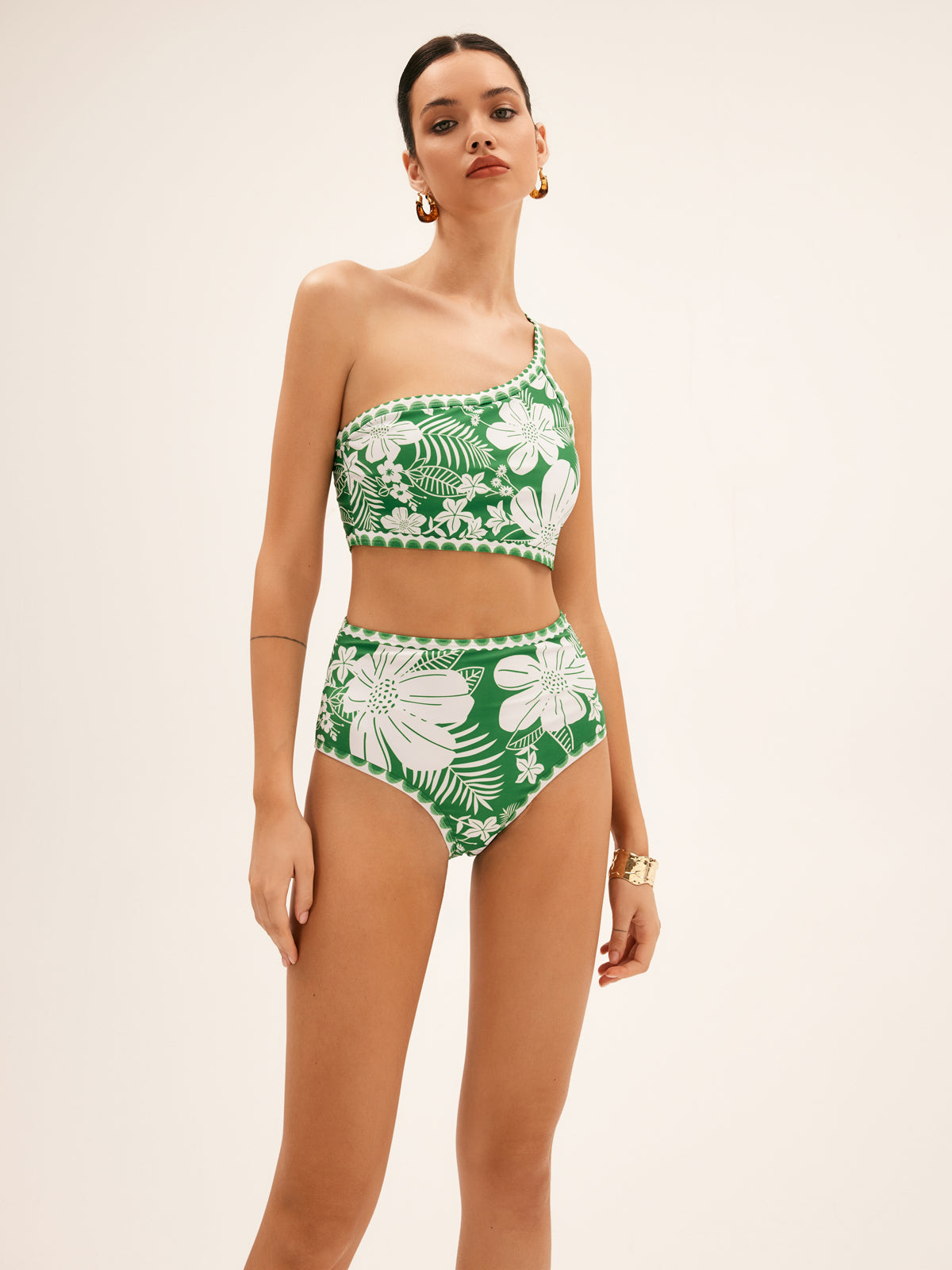 Lena | Verführerisches One Shoulder Floral Bikini Set