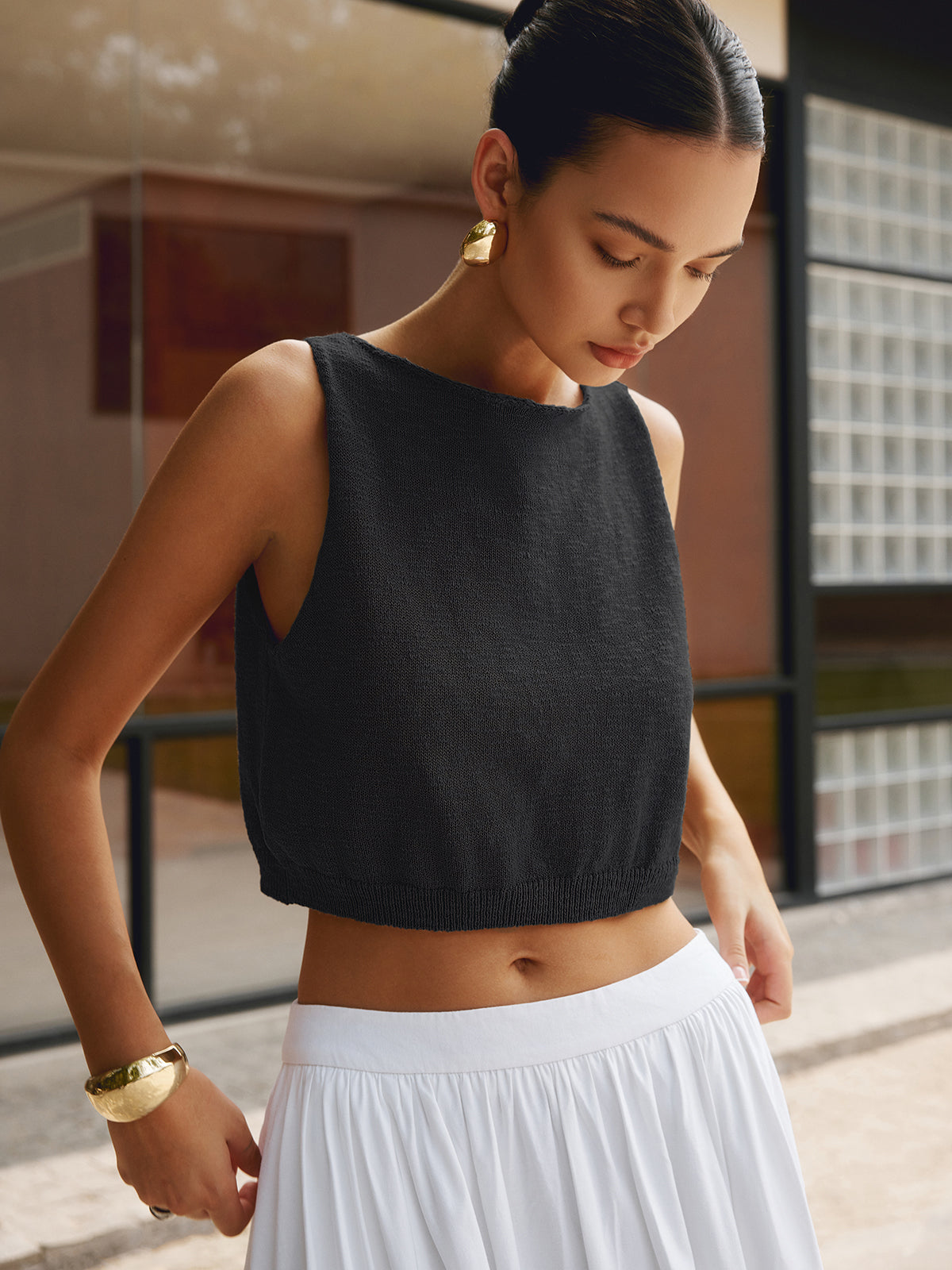 Clara | Stilvolles Baumwoll-Mix Crop Top