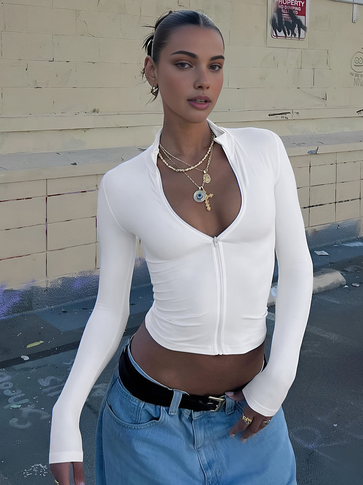 Clara | Elegante Bluse mit Reißverschlussdetails