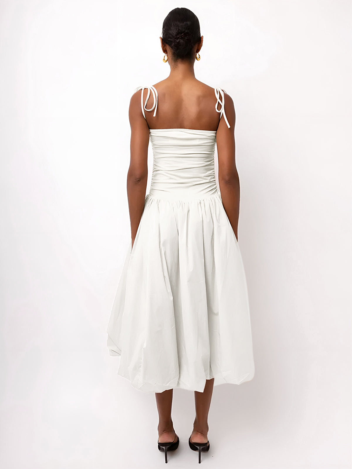 Eleganz | Verstellbares Träger Midi Kleid mit Taschen