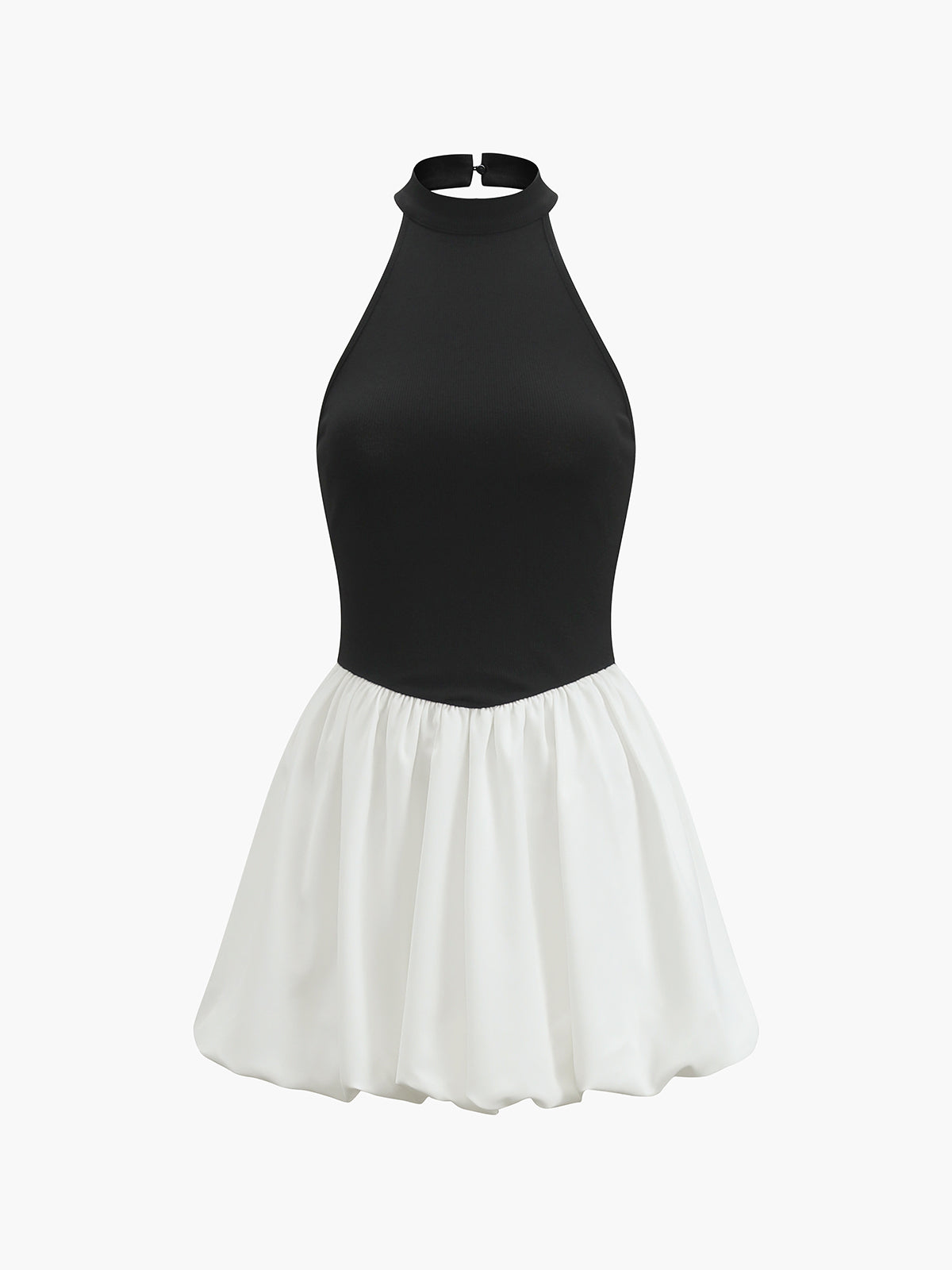 Clara | Zweifarbiges Halter-Puff-Kleid