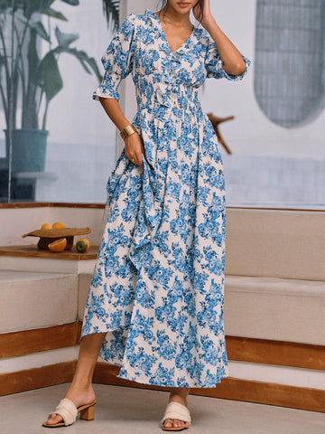 Clara | Florales Print Maxi-Kleid mit Rüschen