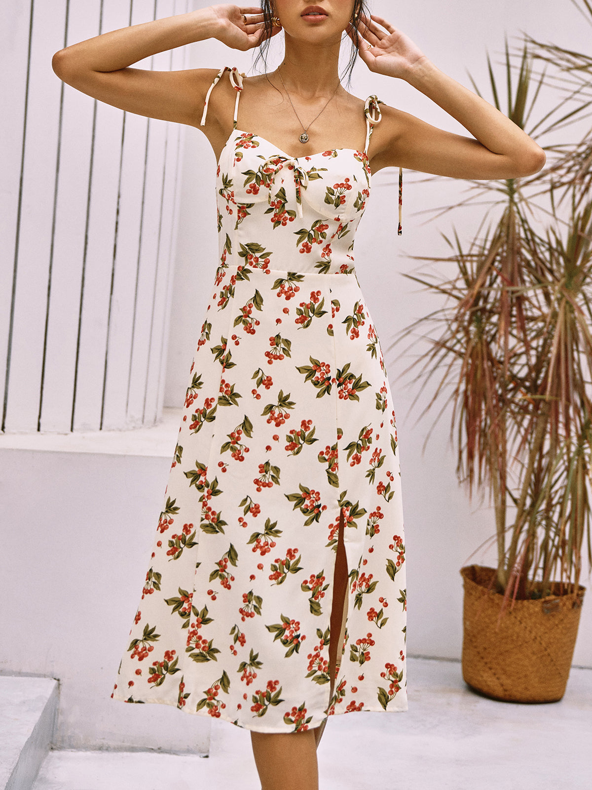 Julia | Florales Knotted Cami Kurzkleid