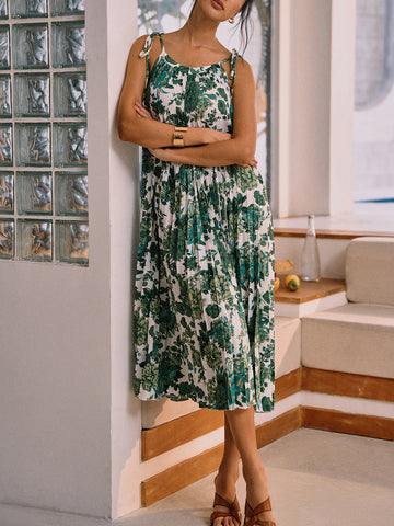 Clara | Florales Plissiertes Midi-Kleid