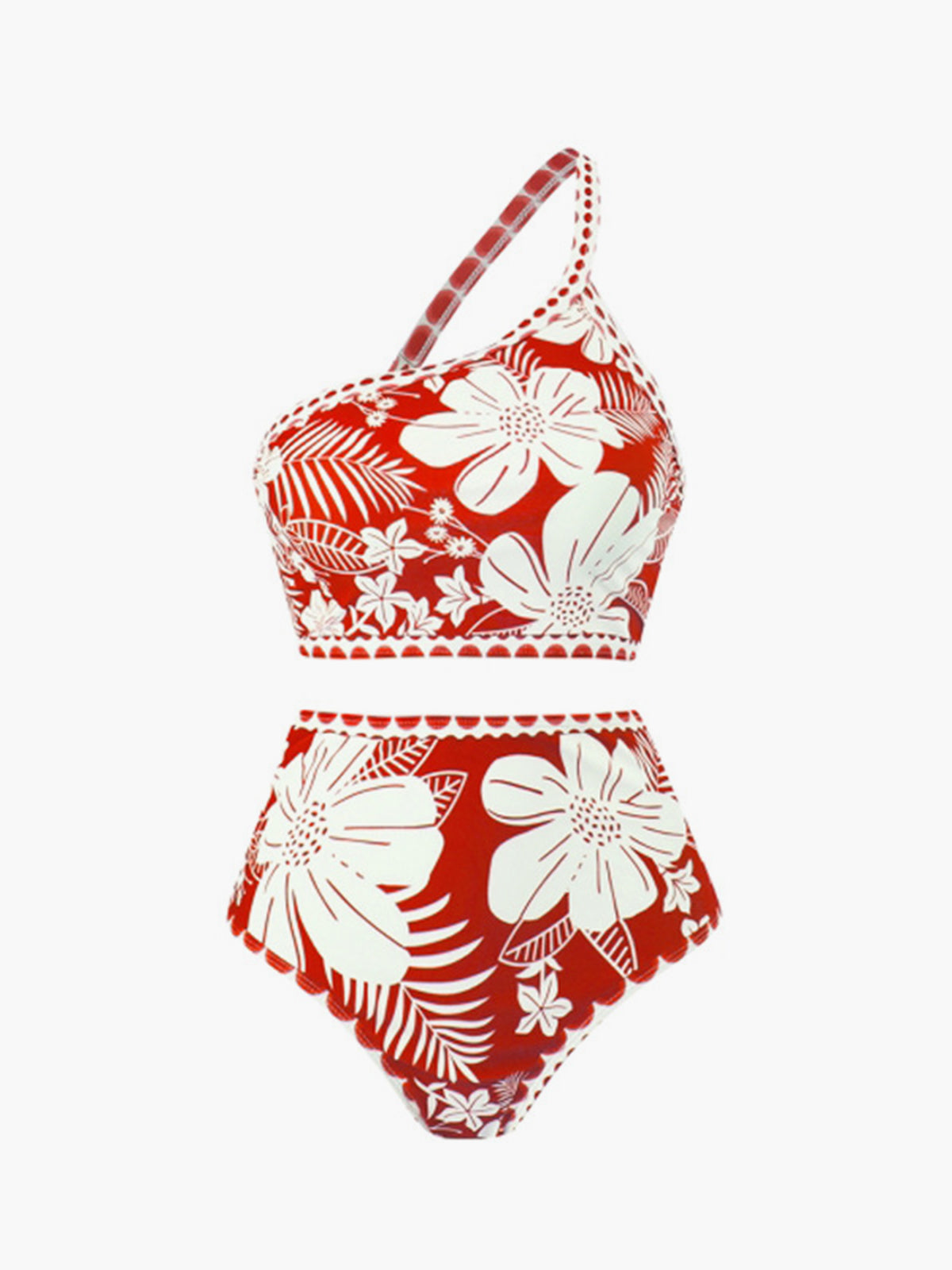 Lena | Verführerisches One Shoulder Floral Bikini Set