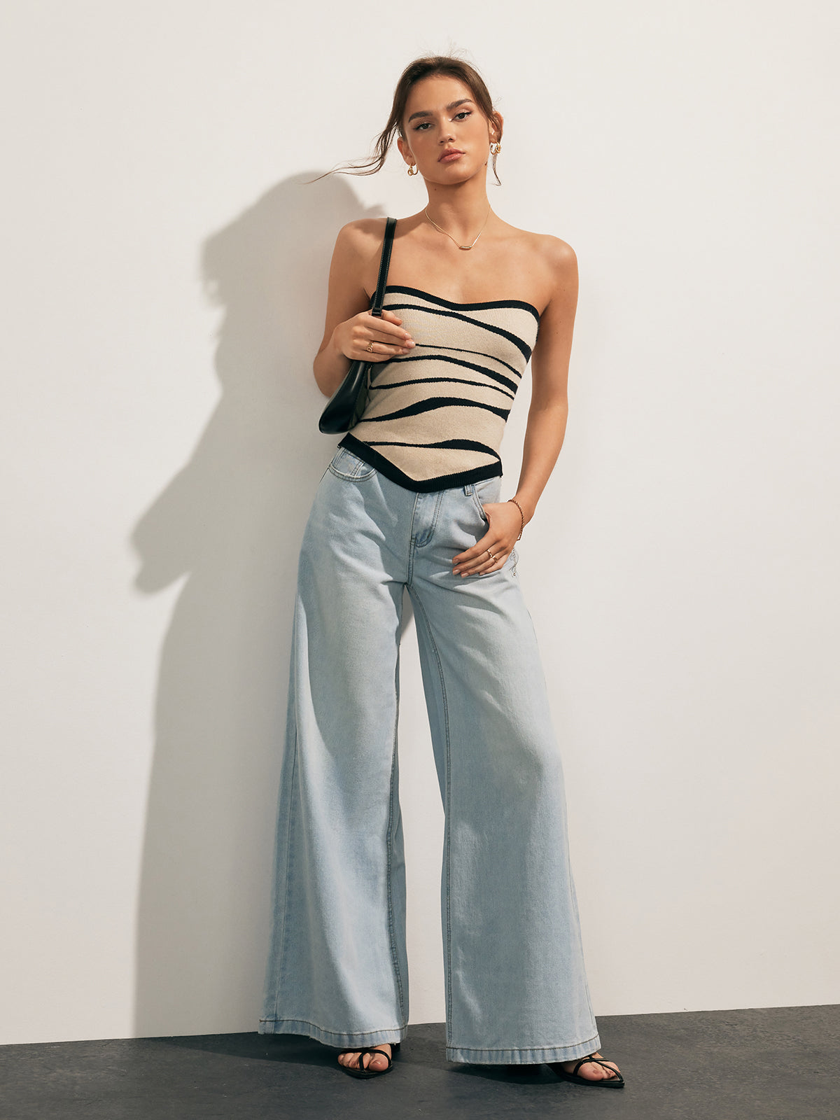 Mia | Two-Tone Wellen Röhrenstricktop