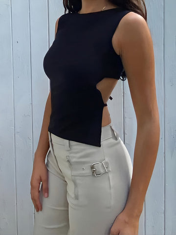 Clara | Lässiges geknotetes Cutout Tanktop