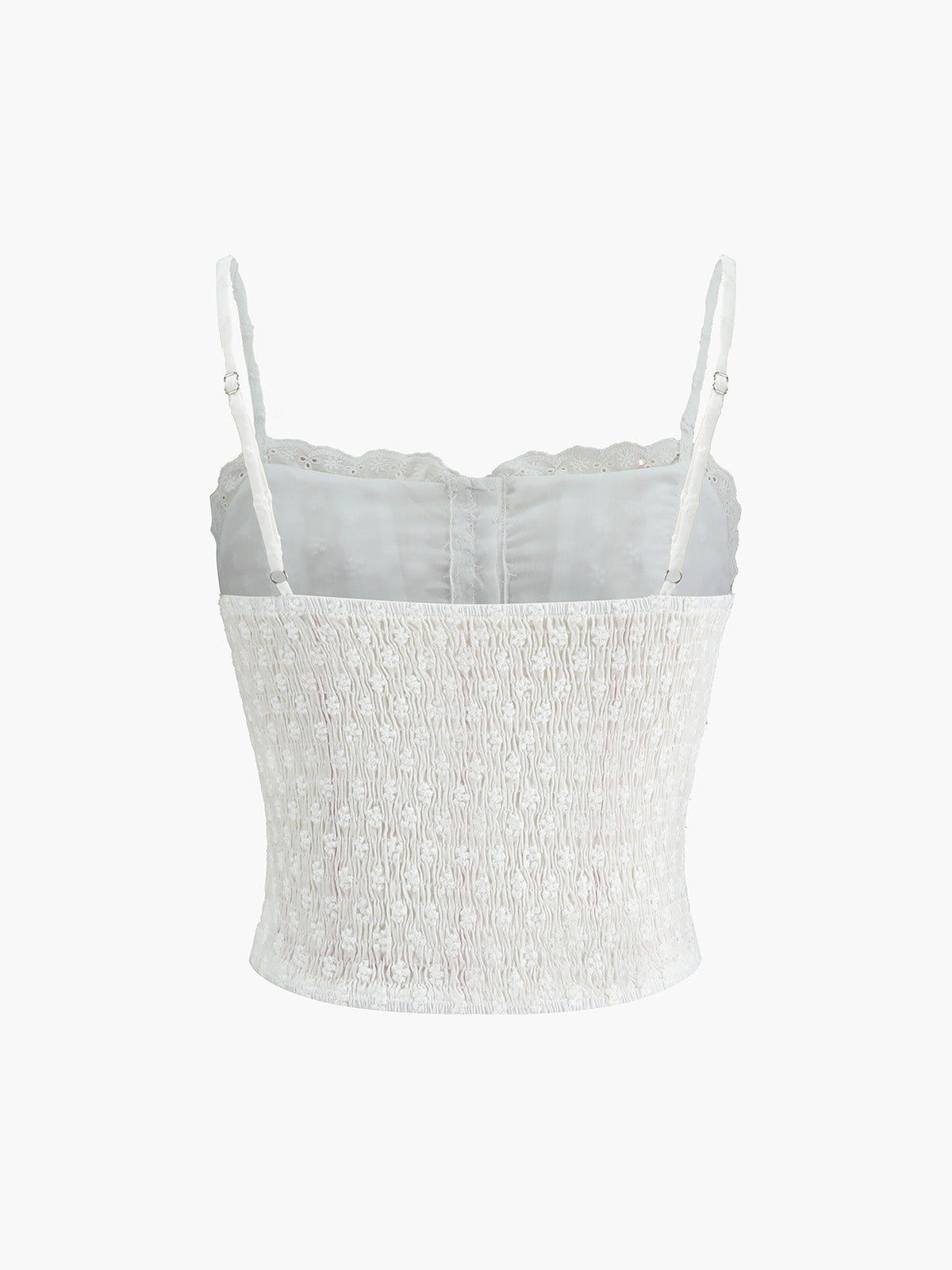 Clara | Knopf-Front Spaghetti-Top mit Spitzenbesatz