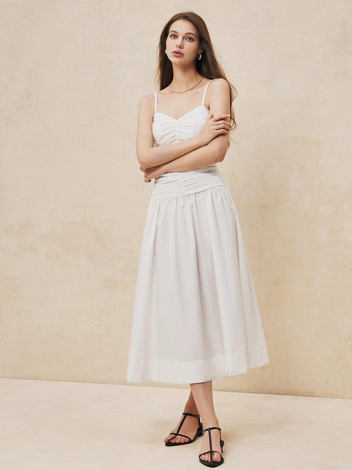 Serafina | Elegantes langes Kleid mit Raffung