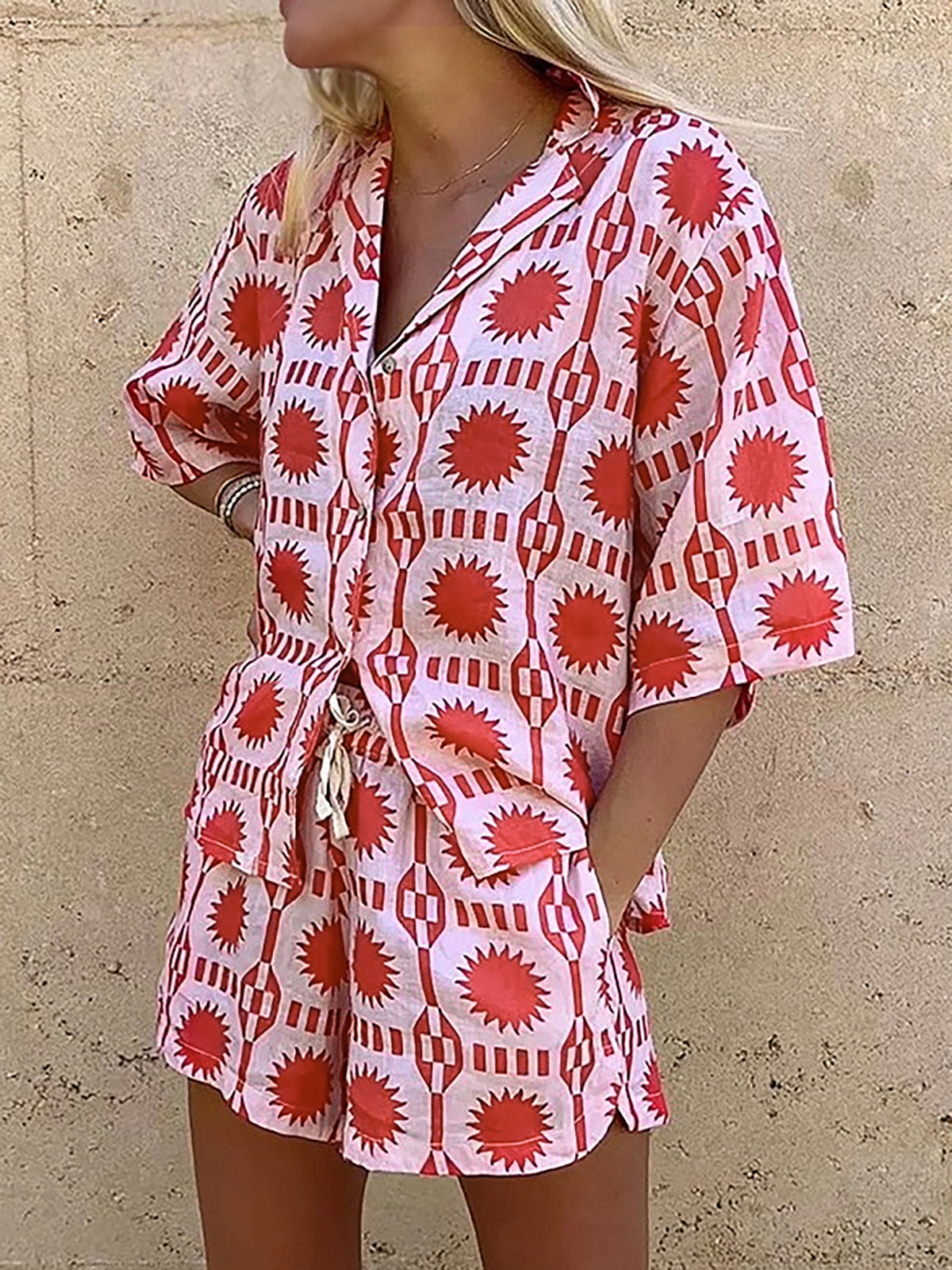 Leonie | Tropen-Shorts-Set mit Kordelzug