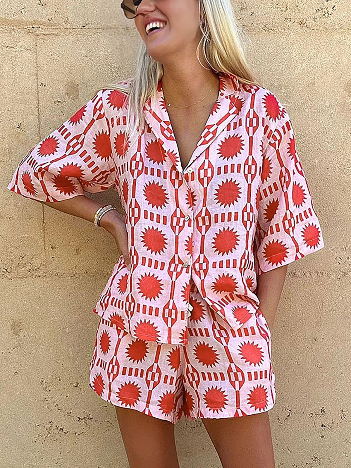 Leonie | Tropen-Shorts-Set mit Kordelzug