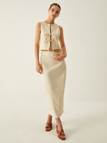 Emilia | Ärmelose Bindeweste mit Bindeband