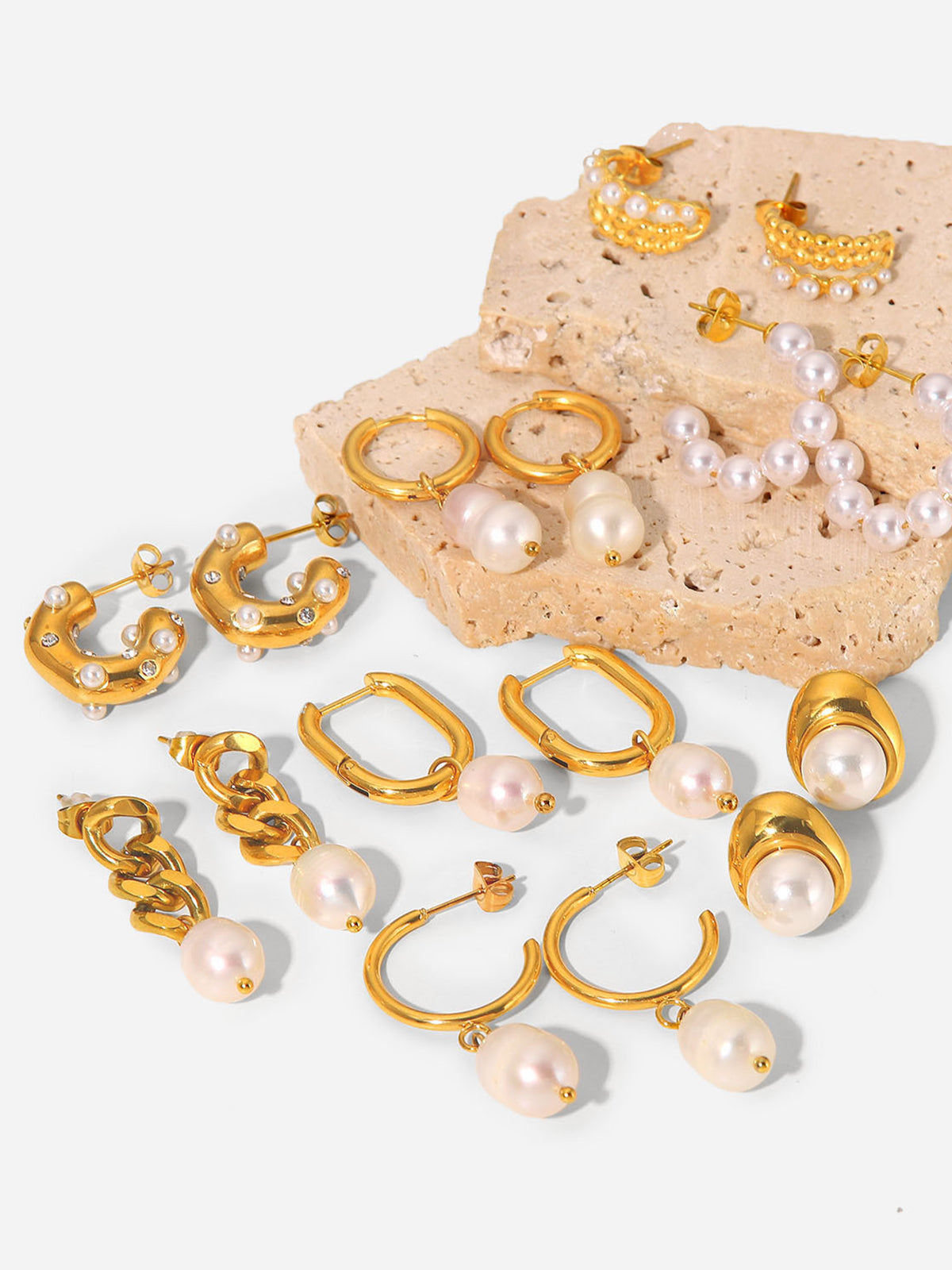 Mia | Doppelte Perlen-Hoops Ohrringe