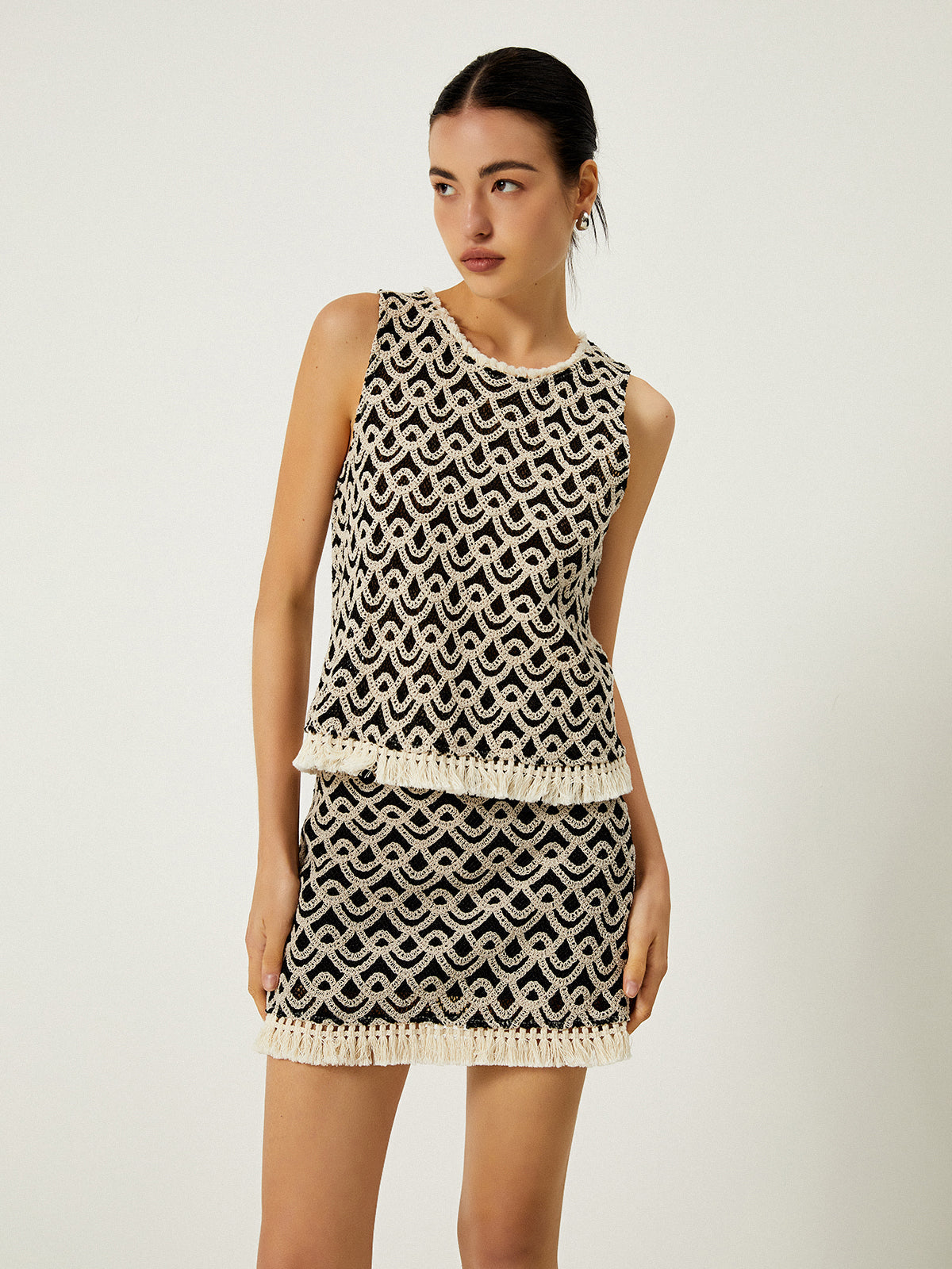 Marie | Häkelwellenmuster Tanktop mit Fransen
