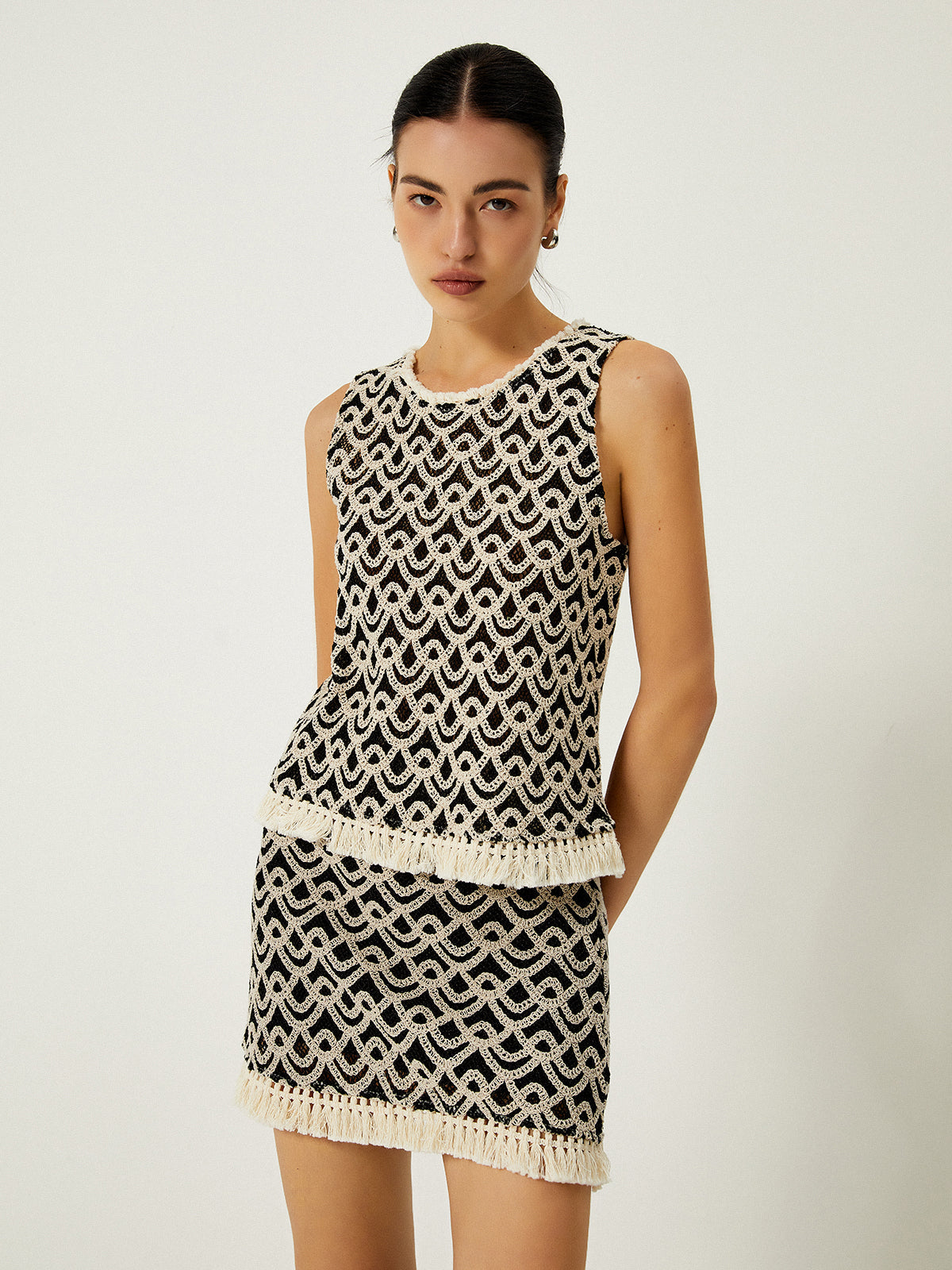 Marie | Häkelwellenmuster Tanktop mit Fransen