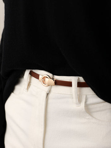 Accentuator | Vintage Skinny Gürtel mit Hakenverschluss – Braun, One Size