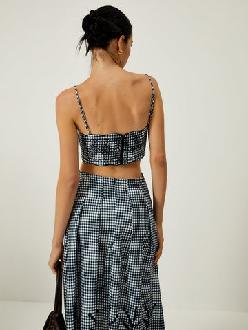 Clara | Romantisches Maxikleid mit Plaid-Druck und Cutout-Design