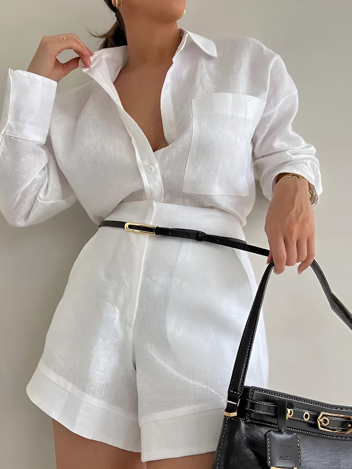 Max Set | Elegantes Langarm-Shorts-Set