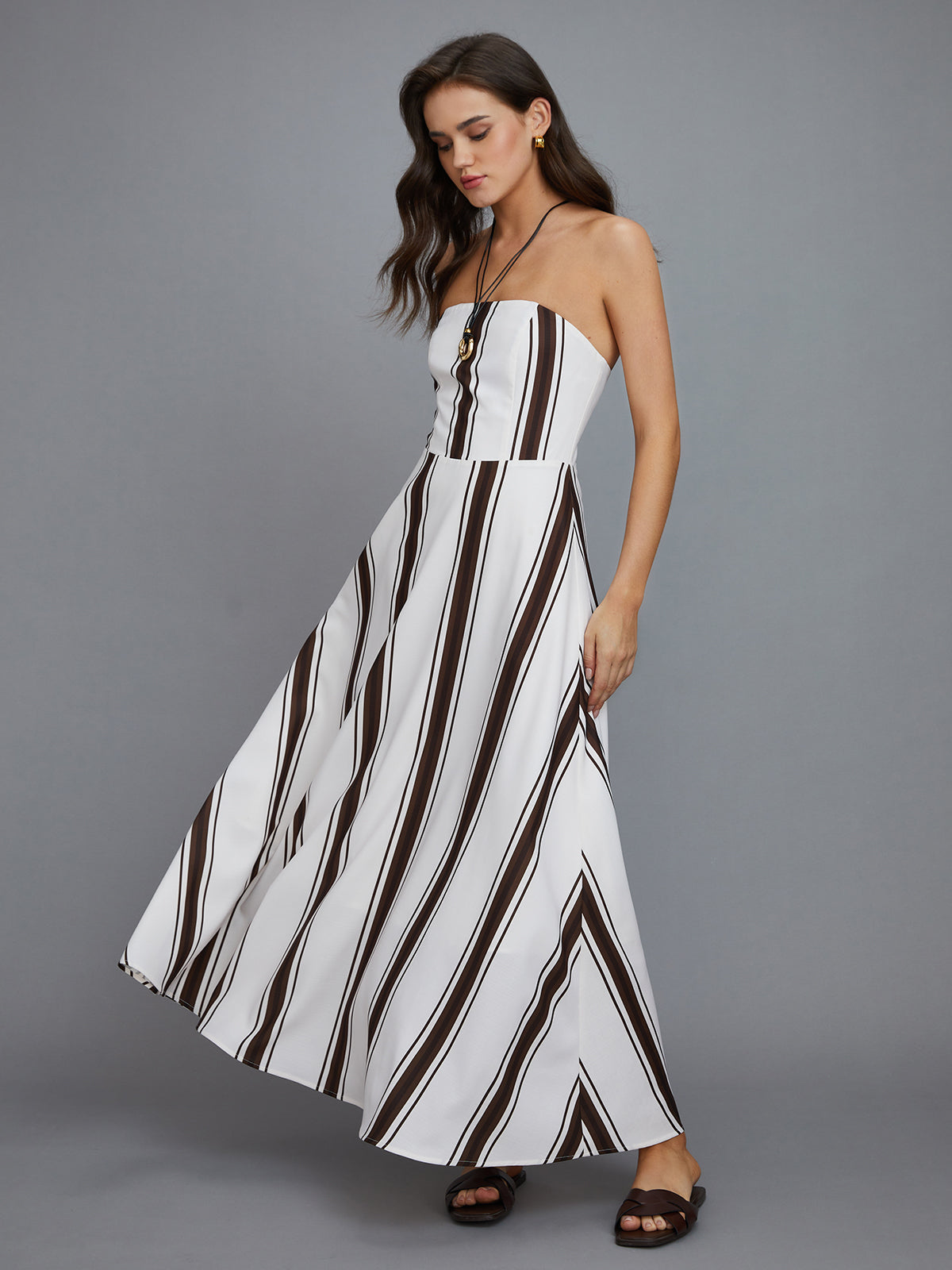 Clara | Gestreiftes Off-Shoulder Maxikleid