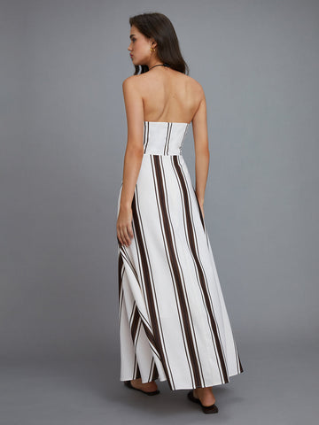 Clara | Gestreiftes Off-Shoulder Maxikleid
