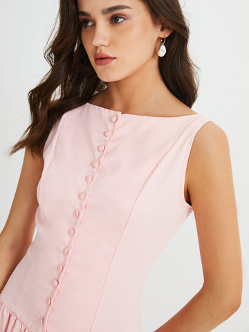 Emilia | Elegantes ärmelloses plissiertes Midikleid