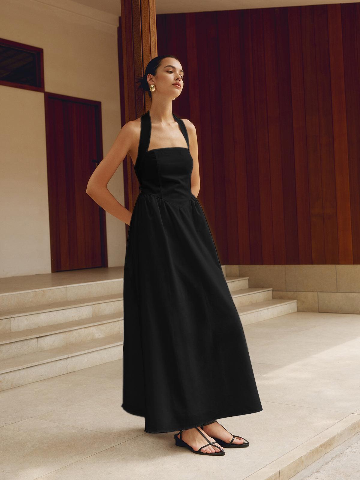 Leni | Elegantes Maxikleid aus Baumwolle und Leinen