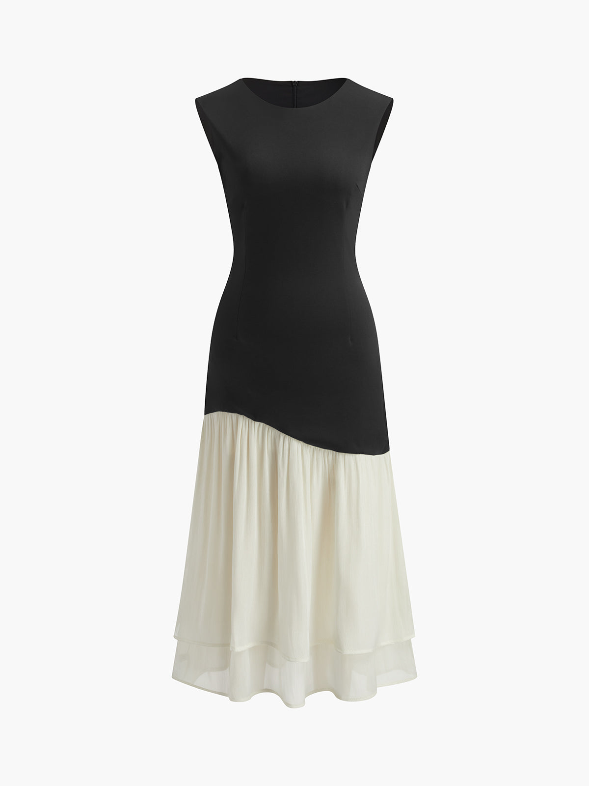 Mia | Zweifarbige Plissierte Midi-Kleid