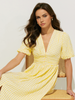 Clara | Midi Kleid mit Karomuster und Puffärmeln