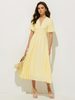 Clara | Midi Kleid mit Karomuster und Puffärmeln