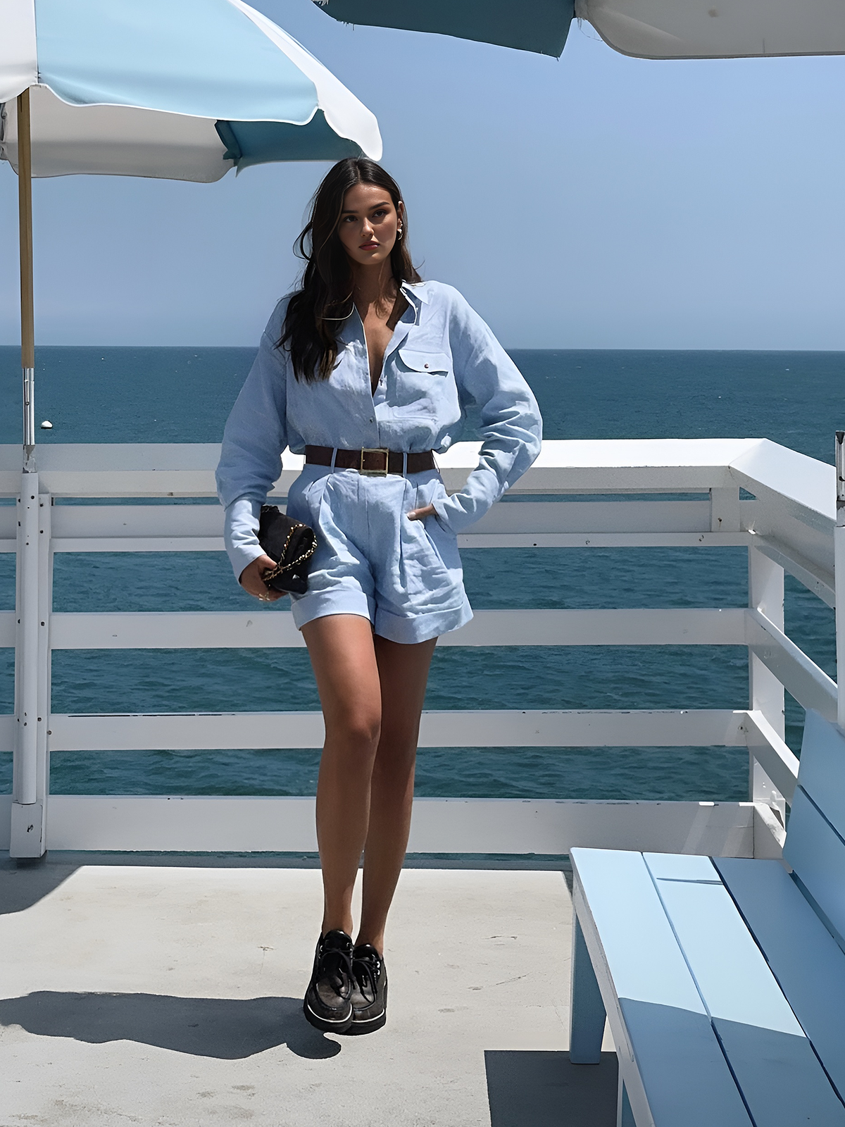 Paul | Elegantes Langarm-Set mit gefalteten Shorts