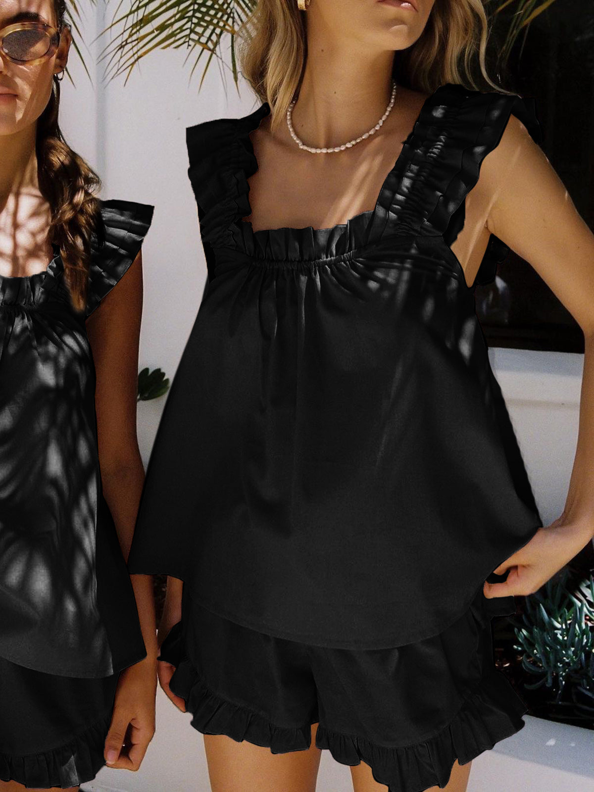 Clara | Rüschenshorts-Set aus reiner Baumwolle