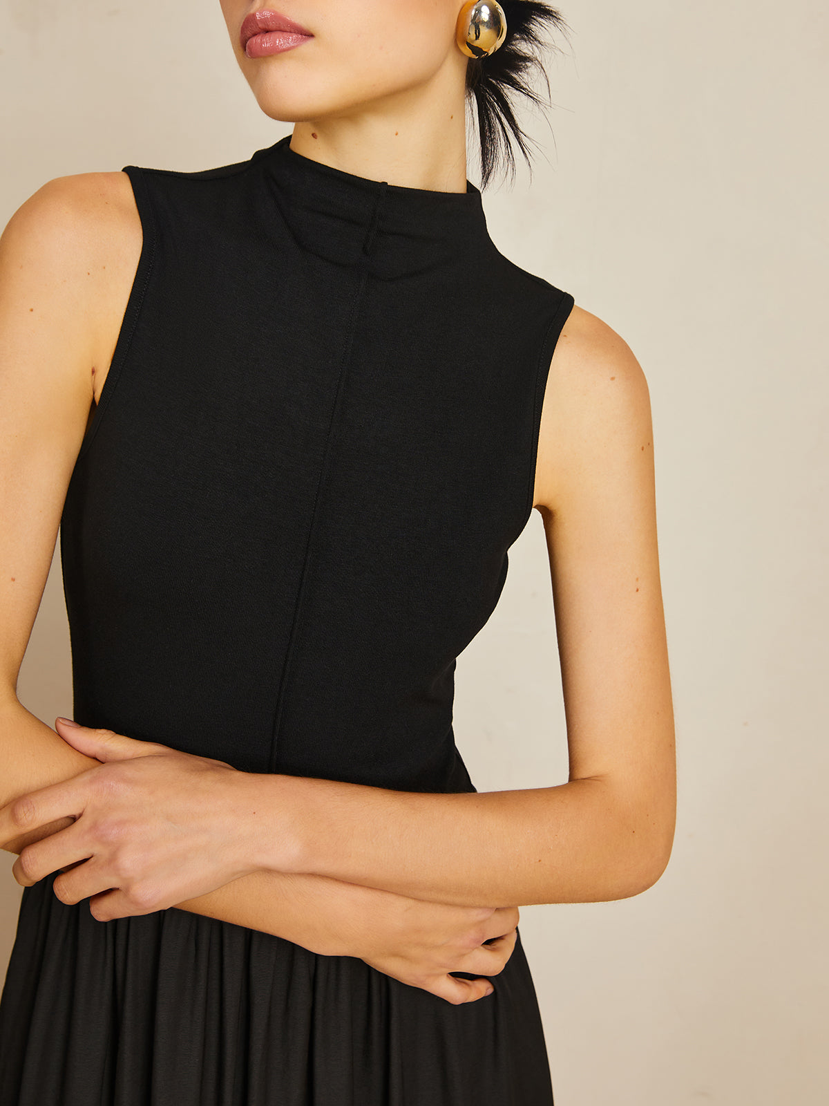 Clara | Elegantes Midi-Kleid mit Stehkragen