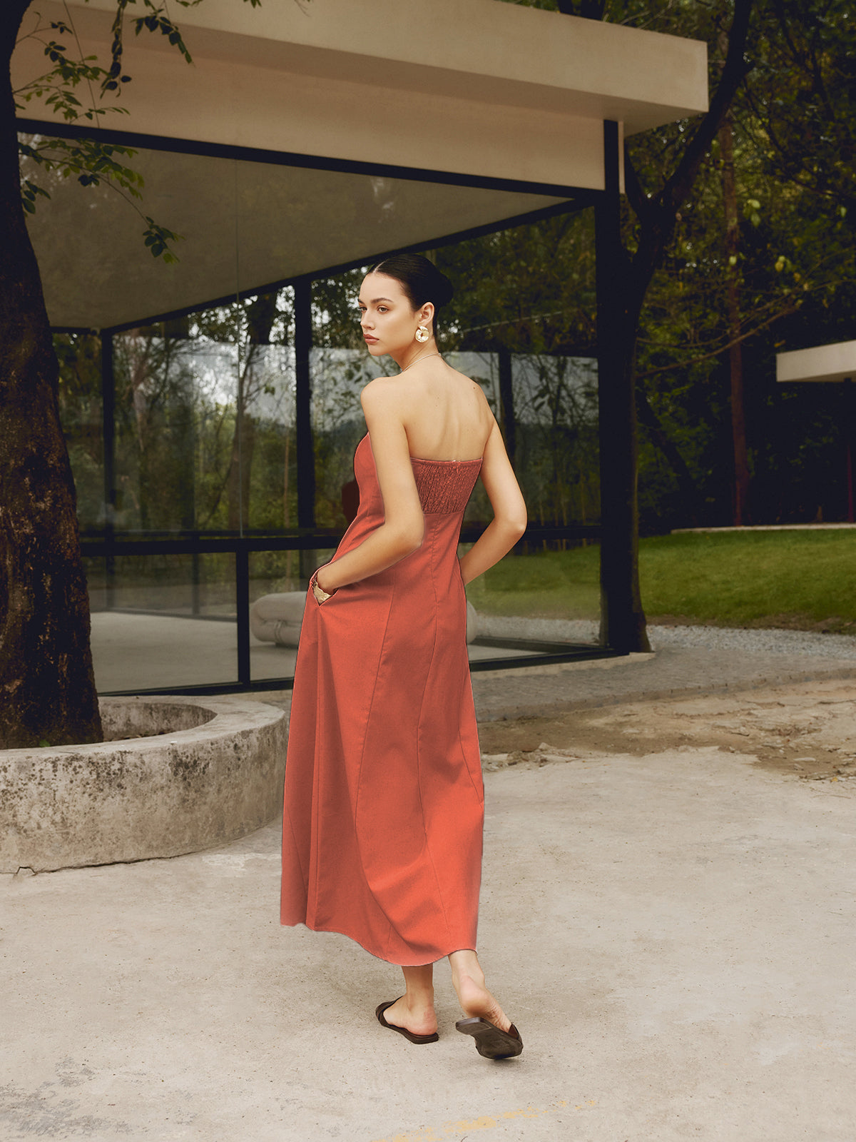 Clara | Luftiges Maxikleid mit Raffung und Taschen