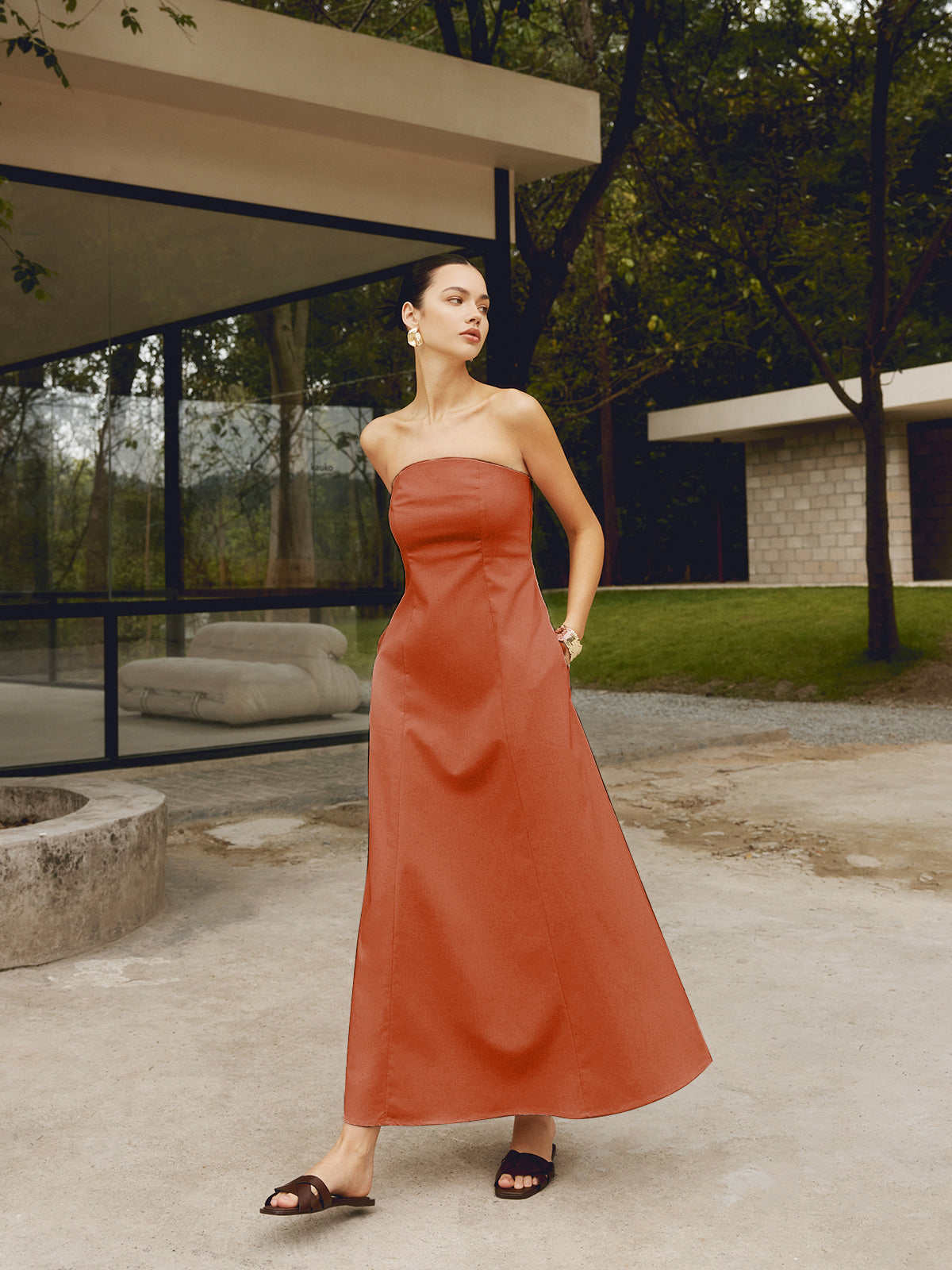 Clara | Luftiges Maxikleid mit Raffung und Taschen