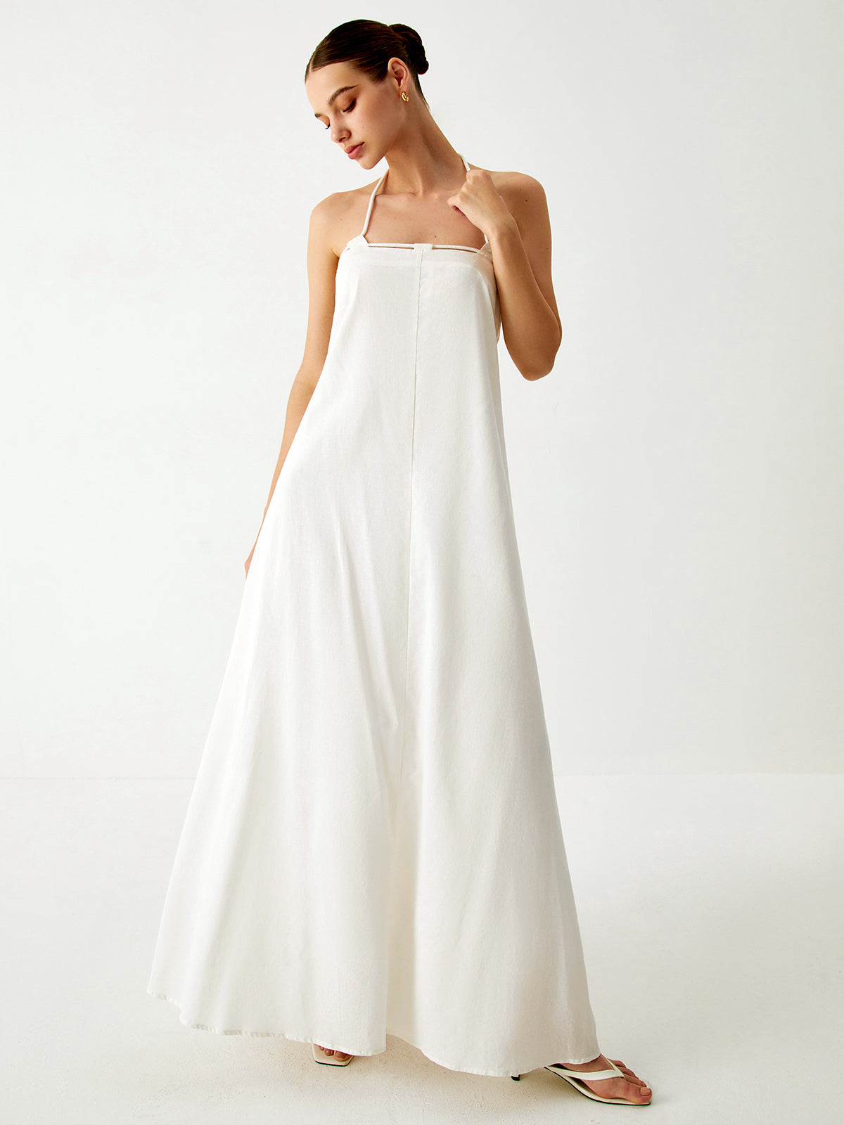 Clara | Elegantes Maxikleid aus Baumwolle und Leinen