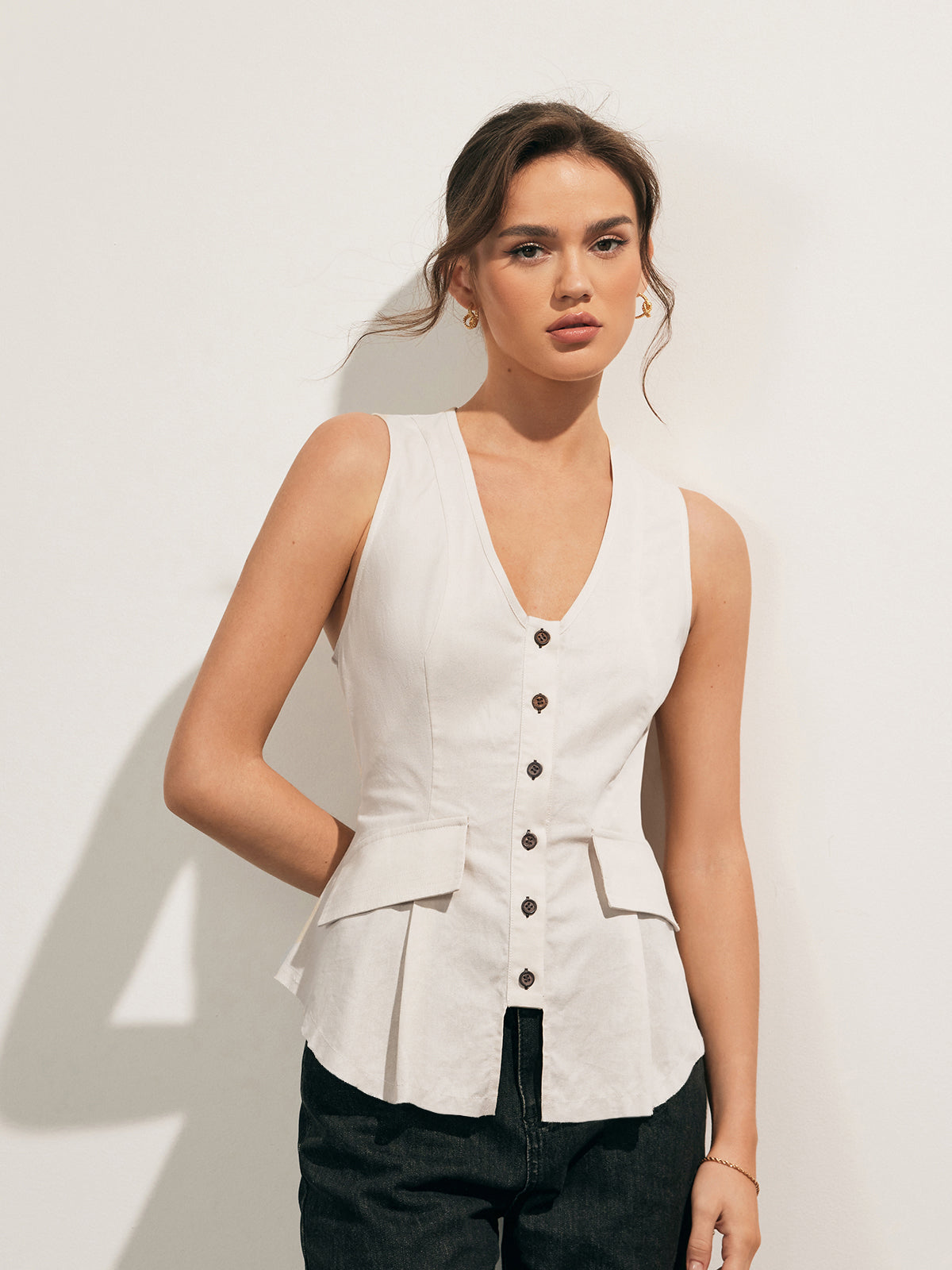 Clara | Elegante Leinen-Mix Bluse mit Rohsaum