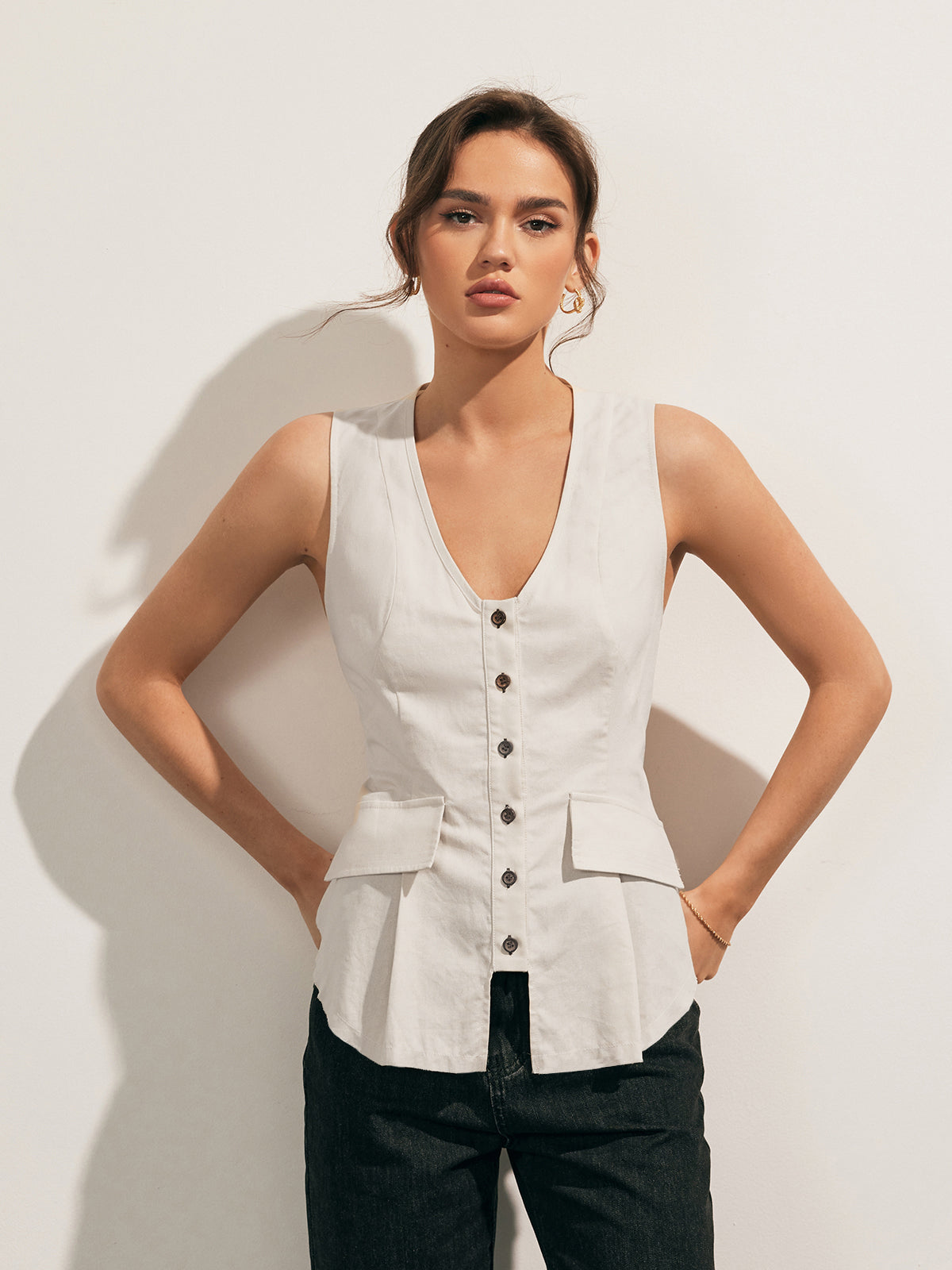 Clara | Elegante Leinen-Mix Bluse mit Rohsaum